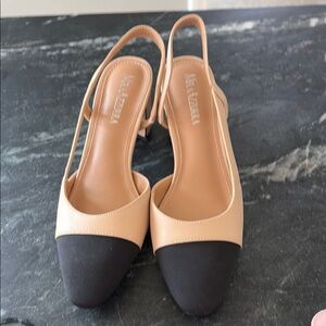 Elegant Beige and Black Women's Slingback Shoes